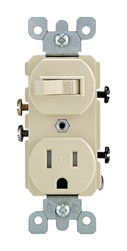 Leviton - T5225-I - 15 amps 125 volt Ivory Combination Switch/Outlet 5-15R