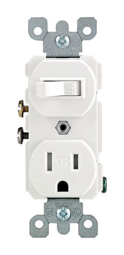 Leviton - T5225-W - 15 amps 125 volt Duplex White Combination Switch/Outlet 5-15R
