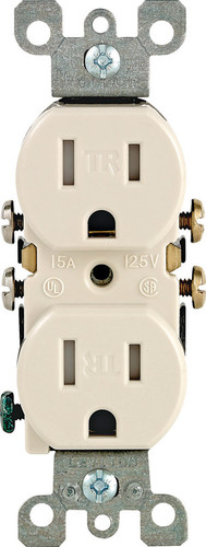 Leviton - T5320-00T - 15 amps 125 volt Duplex Light Almond Outlet 5-15R - 1/Pack