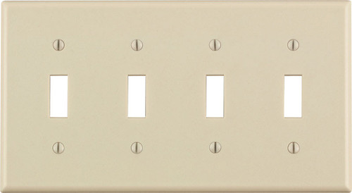 Leviton - 78012-000 - Almond 4 gang Thermoset Plastic Toggle Wall Plate - 1/Pack
