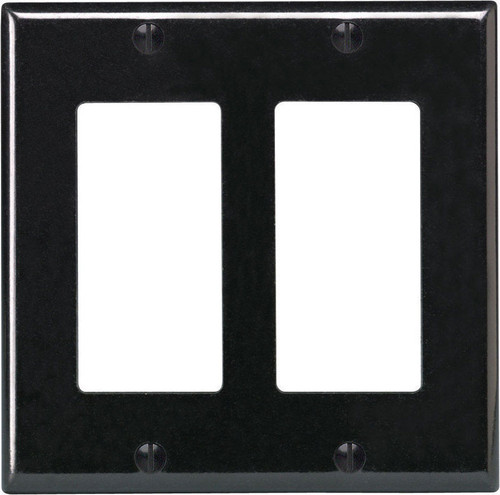 Leviton - 80409-00E - Decora Black 2 gang Thermoset Plastic GFCI/Rocker Wall Plate - 1/Pack