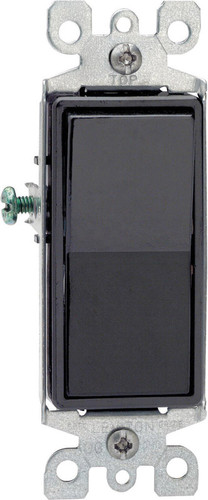 Leviton - 05603-2ES - Decora 15 amps Three Pole Rocker AC Quiet Switch Black - 1/Pack