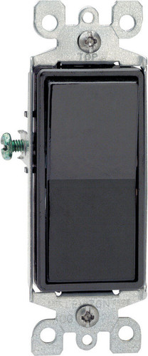 Leviton - 05601-2ES - Decora 15 amps Single Pole Rocker AC Quiet Switch Black - 1/Pack