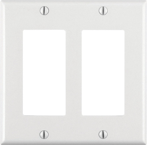 Leviton - 80409-00W - White 2 gang Thermoset Plastic GFCI/Rocker Wall Plate - 1/Pack