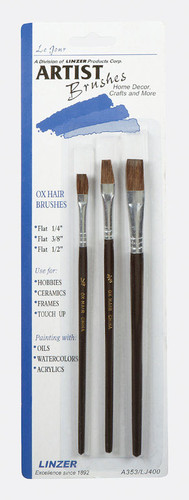 Linzer - A353 - 1/4, 3/8, and 1/2 in. W Flat Artist Paint Brush Set