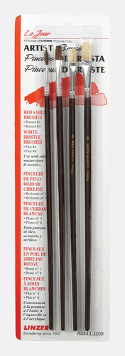 Linzer - A444 - No. 1, No. 4s and No. 8 in. W Assorted Artist Paint Brush Set