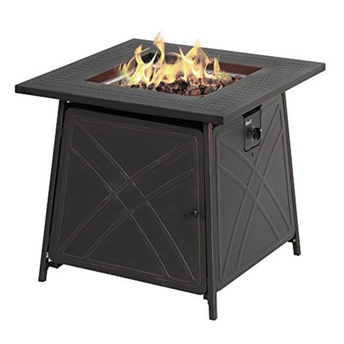 Living Accents - SRGF11634 - Square Propane Fire Pit 25.5 in. H x 28 in. W x 28 in. D Steel