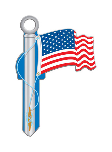 Lucky Line - B101K - American Flag House Key Blank Double sided For Kwikset KW1/11