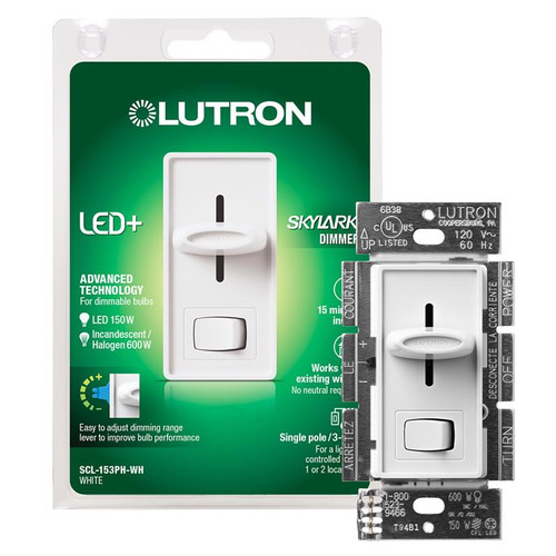 Lutron - SCL-153PH-WH - Skylark White 150 watt 3-Way Dimmer Switch - 1/Pack