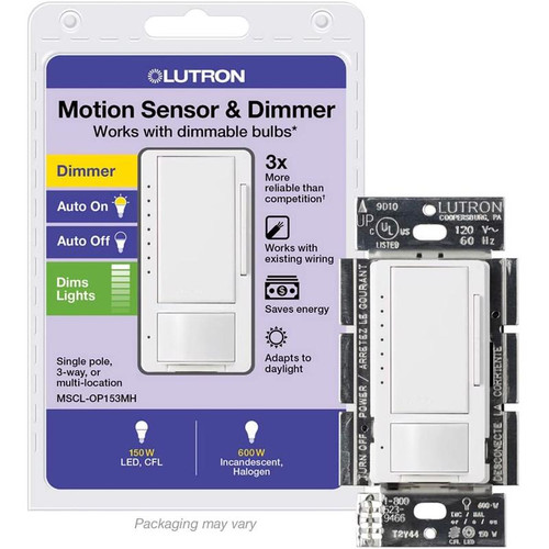 Lutron - MSCL-OP153MH-WH - Maestro White 150 watt 3-Way Dimmer Switch - 1/Pack