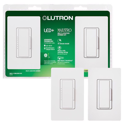 Lutron - MACL-153M-RHW-W - Maestro White 150 watt 3-Way Dimmer Switch - 1/Pack