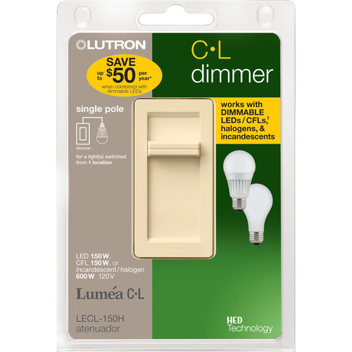 Lutron - LECL-150H-LA - Lumea Light Almond 150 watt Slide Dimmer Switch - 1/Pack