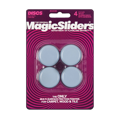 Magic Sliders - 4038 - Gray Self Adhesive Plastic Round 1-1/2 in. W - 4/Pack Floor Slide