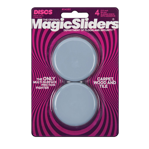 Magic Sliders - 4060 - Gray Self Adhesive Plastic Floor Slide - 4/Pack 2-3/8 in. W x 2 3/8 in. L
