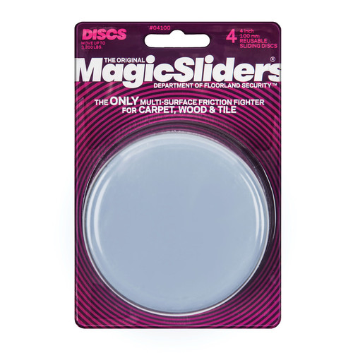 Magic Sliders - 4100 - Gray Self Adhesive Plastic Floor Slide - 4/Pack Round 4 in. L