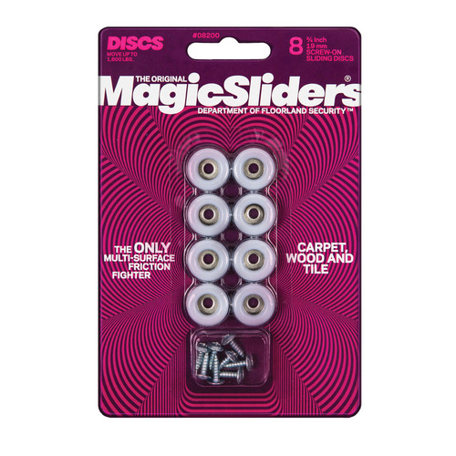 Magic Sliders - 8200 - Gray Plastic Floor Slide - 8/Pack Round 3/4 in. L x 3/4 in. W