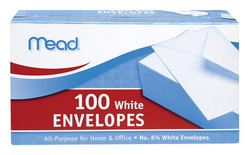 Mead - 75100 - 3.63 in. W x 6.75 in. L A6 White Envelopes - 100/Pack