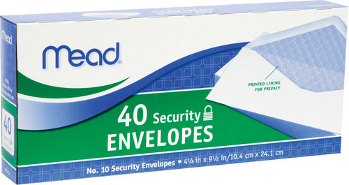 Mead - 75214 - 9.5 in. W x 4.12 in. L No. 10 White Envelopes - 40/Pack