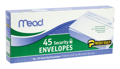 Mead - 75026 - 9.5 in. W x 4.12 in. L No. 10 White Envelopes - 45/Pack