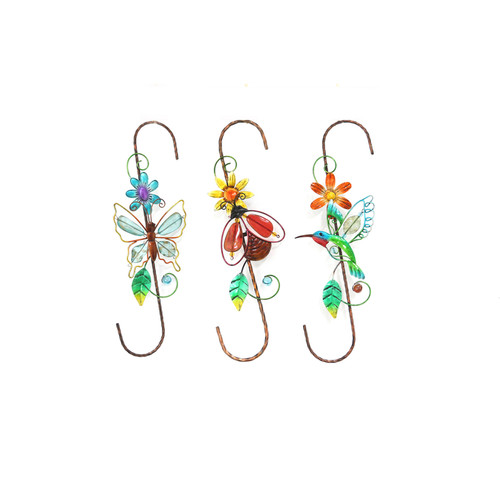 Meadow Creek - ZAC2WC1892 - Glass/Iron Assorted 15.35 in. H Decorative Hooks Outdoor Decoration