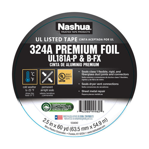 Nashua - 1542698 - 2.5 in. W x 60 yd. L Silver Foil Tape