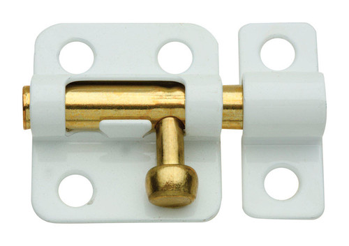 National Hardware - N248-492 - Brass-Plated White Steel Window Bolt 2 in. L - 1/Pack
