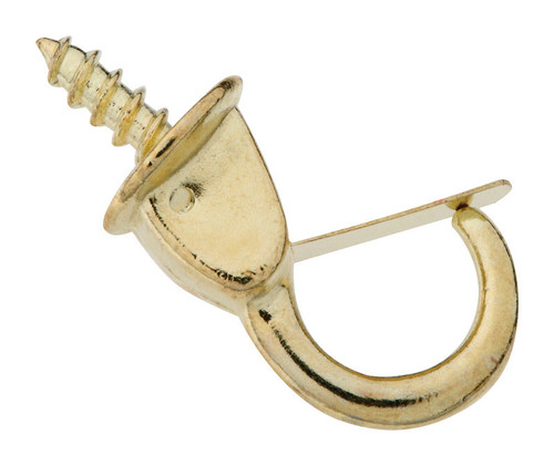 National Hardware - N119-909 - Bright Brass Gold Steel 7/8 in. L Safety Cup Hook 10 lb. - 2/Pack