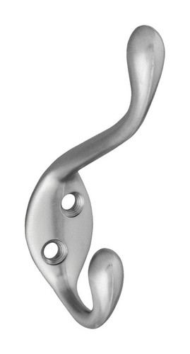 National Hardware - N331-082 - 4.59 in. L Satin Nickel Silver Zinc Heavy Duty Garment Hook 35 lb. capacity - 1/Pack