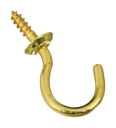 National Hardware - N119-685 - Gold Solid Brass 1 in. L Cup Hook 10 lb. - 4/Pack