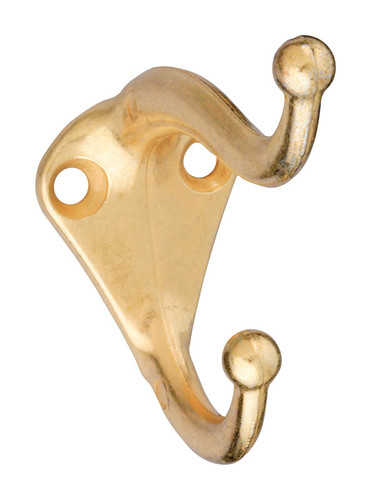 National Hardware - N154-575 - 2.75 in. L Brass Gold Zinc Coat/Hat Hook 35 lb. capacity - 1/Pack