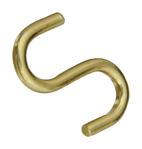 National Hardware - N121-806 - Gold Solid Brass 1 in. L Open S-Hook 10 lb. - 3/Pack