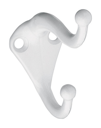 National Hardware - N248-369 - 2.75 in. L White Zinc Coat/Hat Hook 35 lb. capacity - 1/Pack