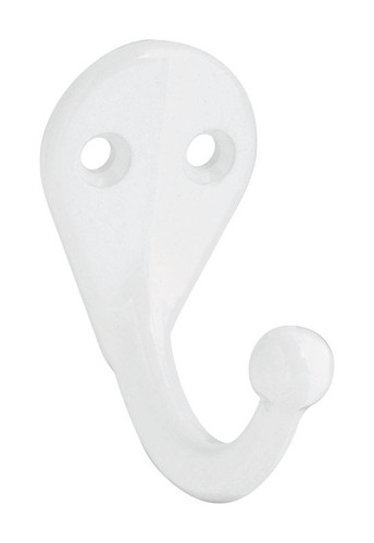 National Hardware - N248-377 - 1.47 in. L White Zinc Clothes Hook 35 lb. capacity - 1/Pack