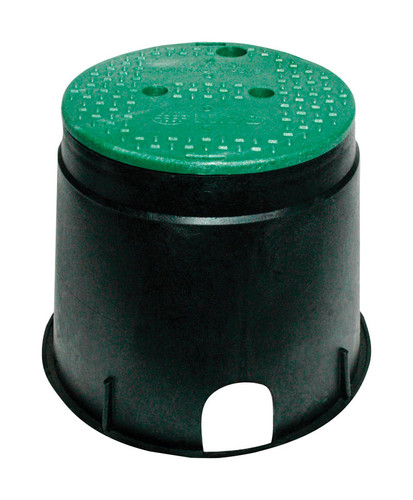 NDS - 111BC - 12-7/8 inch W x 11-5/8 inch H Round Valve Box with Overlapping Cover Black/Green