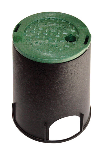 NDS - 107BC - 8-3/8 inch W x 9-1/16 inch H Round Valve Box with Overlapping Cover Black/Green