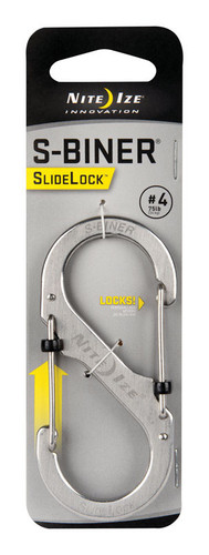 Nite Ize - LSB4-11-R3 - S-Biner SlideLock 1.8 in. Dia. Stainless Steel Silver Carabiner Key Holder