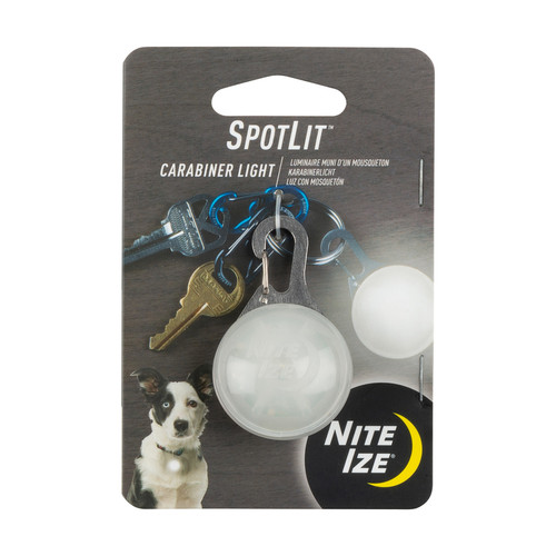 Nite Ize - SLG-02-R6 - SpotLit 2.12 in. Dia. Stainless Steel White Carabiner w/LED Light Key Holder