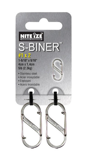 Nite Ize - SB1-2PK-11 - S-Biner 1.8 in. Dia. Stainless Steel Silver Carabiner Key Holder