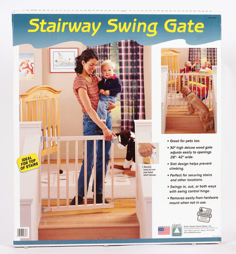 North States - 4630A - White 30 in. H x 28-42 in. W Wood Child Safety Gate