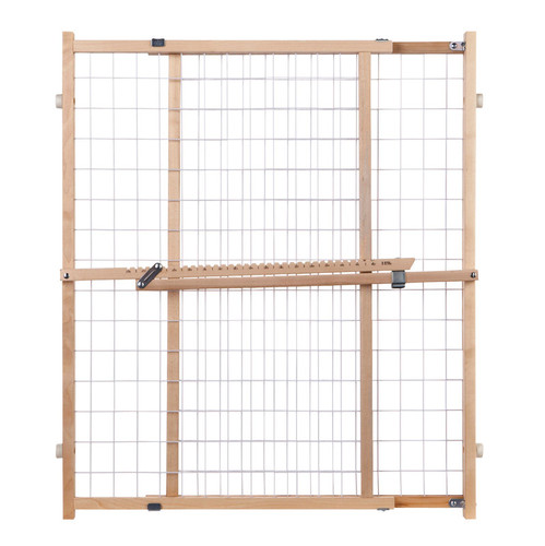 North States - 4618A - Gray 32 in. H x 29-1/2-50 in. W Wood Wire Mesh Gate