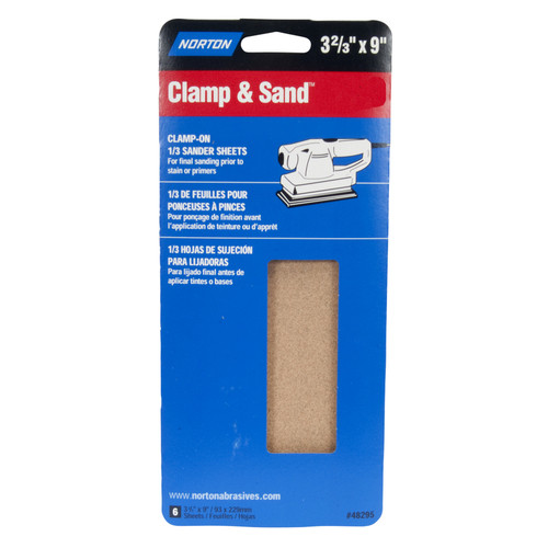 Norton - 7660748325 - Clamp & Sand 9 L x 3-2/3 W 60 Grit Aluminum Oxide Sanding Sheet - 6/Pack