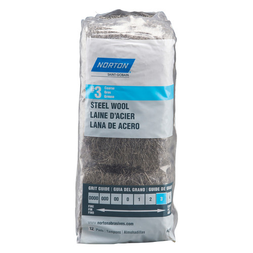 Norton - 7660768118 - 3 Grade Coarse Steel Wool Pad - 12/Pack