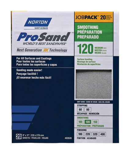 Norton - 7660768172 - ProSand 11 in. L x 9 in. W 120 Grit Aluminum Oxide Sandpaper - 20/Pack