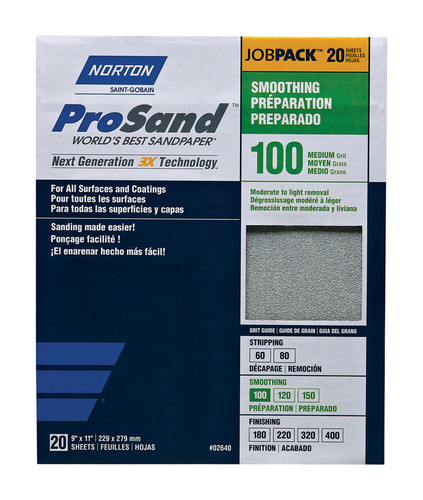 Norton - 7660768173 - ProSand 11 in. L x 9 in. W 100 Grit Aluminum Oxide Sandpaper - 20/Pack