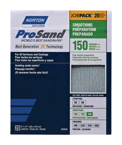 Norton - 7660768171 - ProSand 11 in. L x 9 in. W 150 Grit Aluminum Oxide Sandpaper - 20/Pack