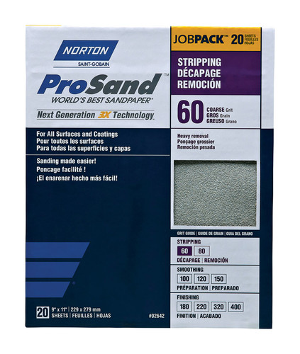 Norton - 7660768175 - ProSand 11 in. L x 9 in. W 60 Grit Aluminum Oxide Sandpaper - 20/Pack