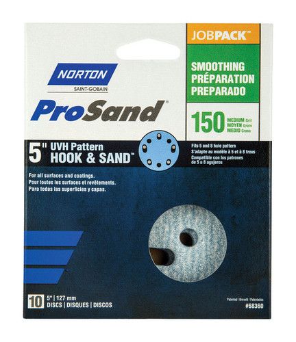 Norton - 7660768360 - ProSand 5 in. Ceramic Alumina Hook and Loop A975 Sanding Disc 150 Grit Fine - 10/Pack