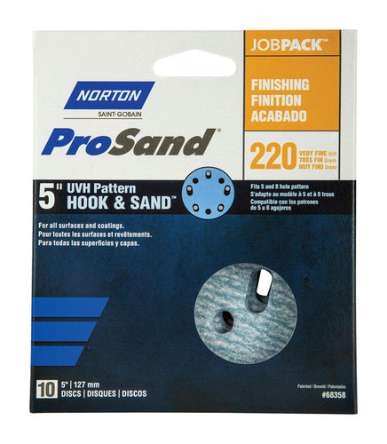 Norton - 7660768358 - ProSand 5 in. Ceramic Alumina Hook and Loop A975 Sanding Disc 220 Grit Very Fine - 10/Pack