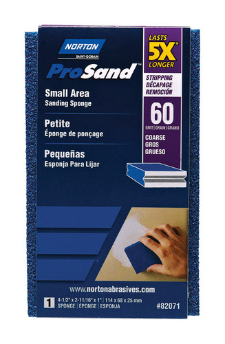 Norton - 7660782071 - ProSand 4.5 in. L x 2.69 in. W x 1 in. 60 Grit Coarse Small Area Sanding Sponge