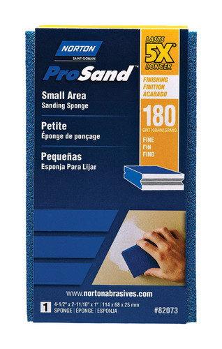 Norton - 7660782073 - ProSand 4.5 in. L x 2.69 in. W x 1 in. 180 Grit Fine Small Area Sanding Sponge